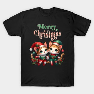 Merry Christmas Elf Kittens T-Shirt